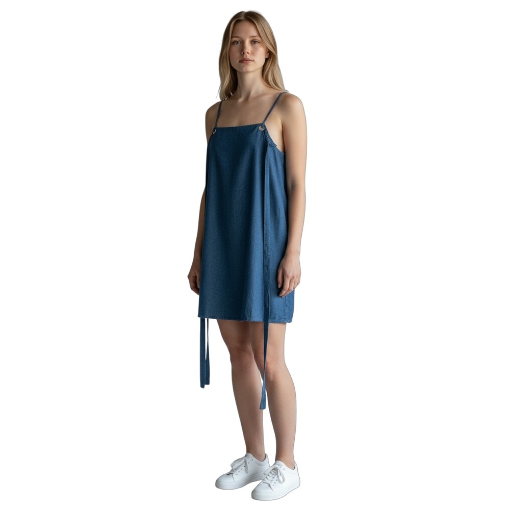 Lucca Chambray Cotton Mini Dress with Adjustable Straps size Small